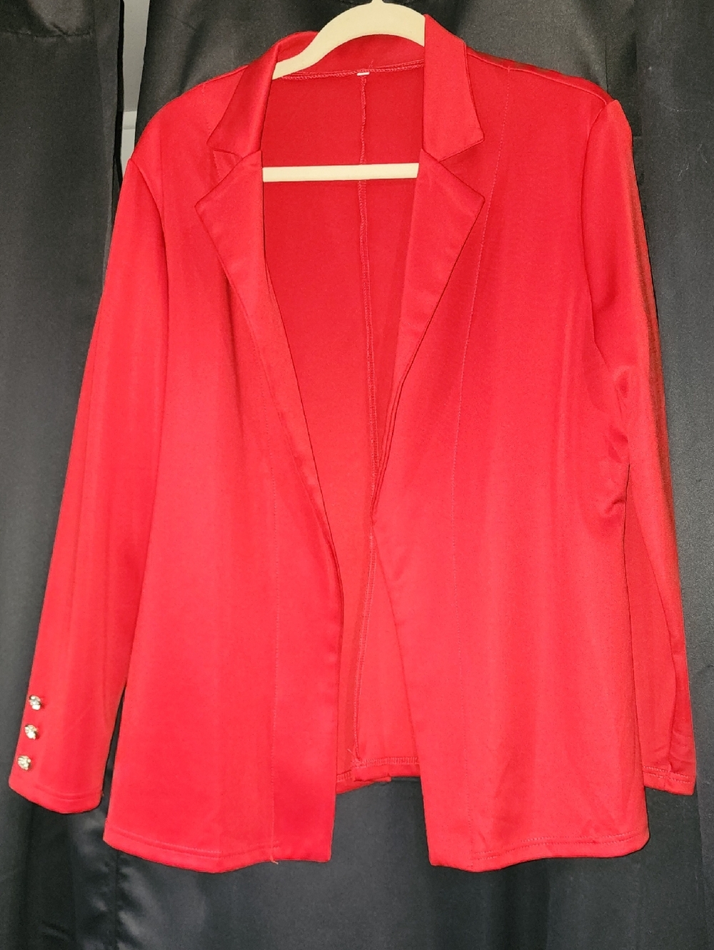 Red Open-Front Women's Blazer Jacket